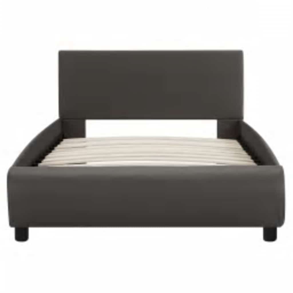 Estrutura de cama com LED 100x200 cm couro artificial cinzento