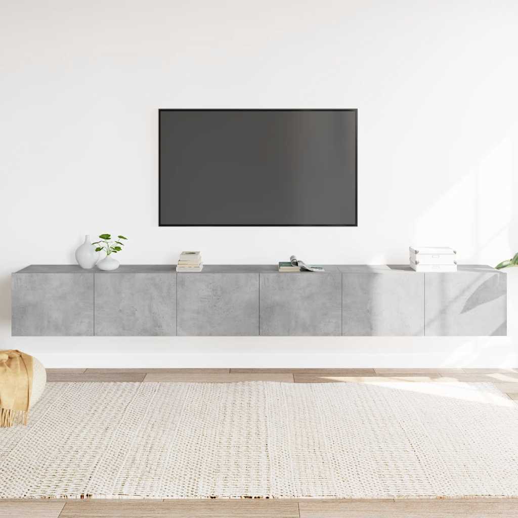 Conjunto móveis de TV 3 pcs madeira processada cinzento cimento