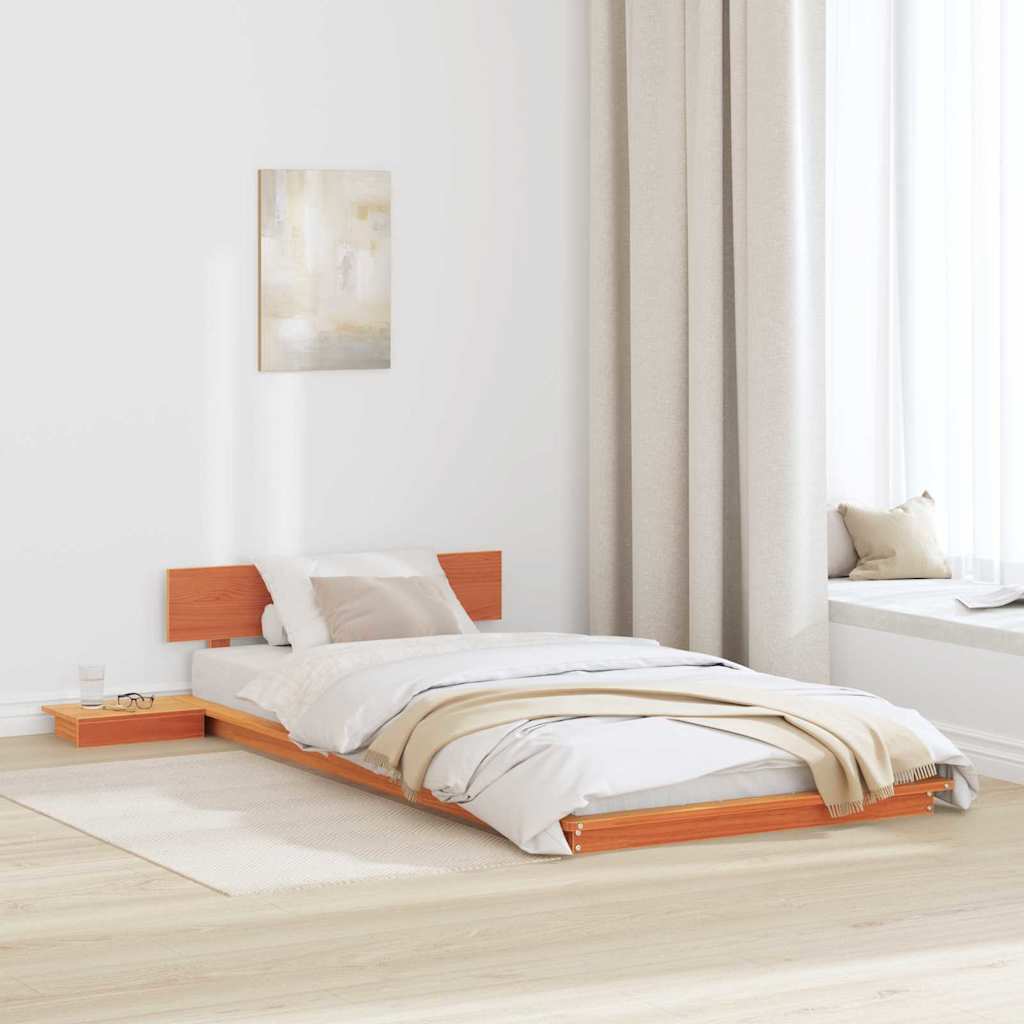 Estrutura da cama castanho 75 x 190 cm madeira