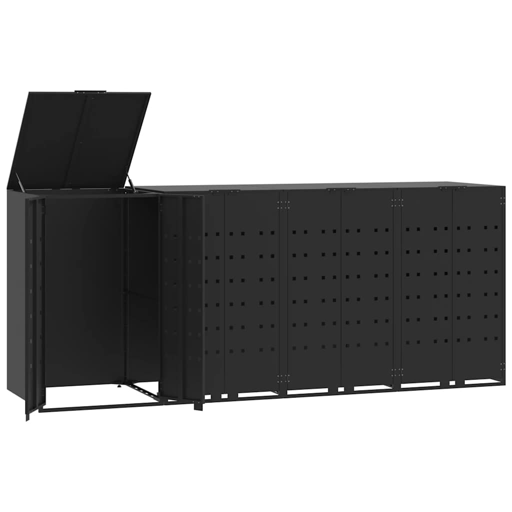 Abrigo para 4 caixotes do lixo 276x79x117 cm aço preto