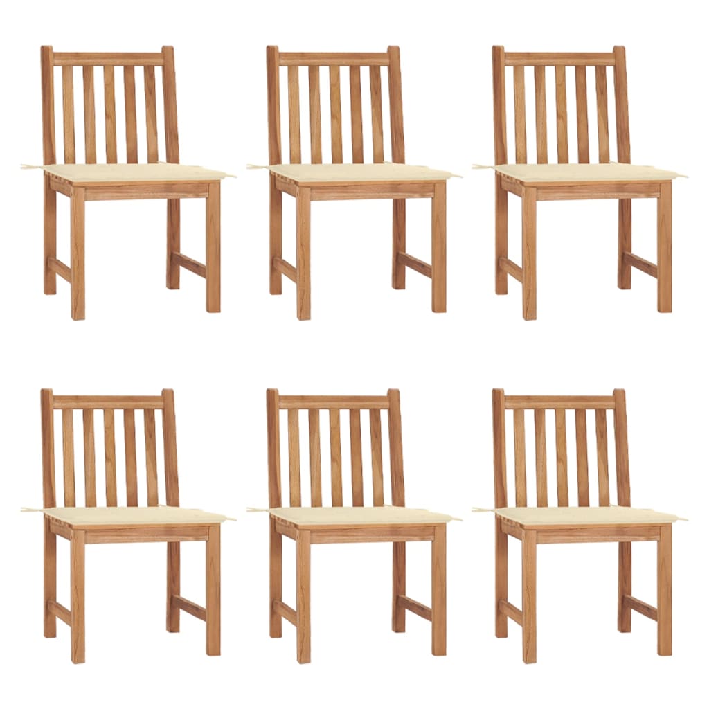 Cadeiras de jardim 6 pcs c/ almofadões madeira de teca maciça
