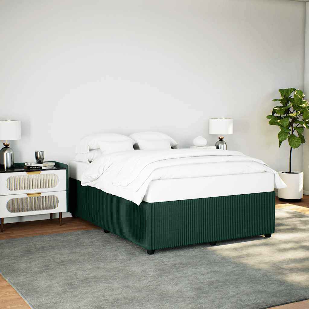 Estrutura de cama sem colchão 140x200 cm veludo verde-escuro