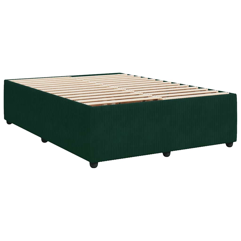 Estrutura de cama sem colchão 140x200 cm veludo verde-escuro