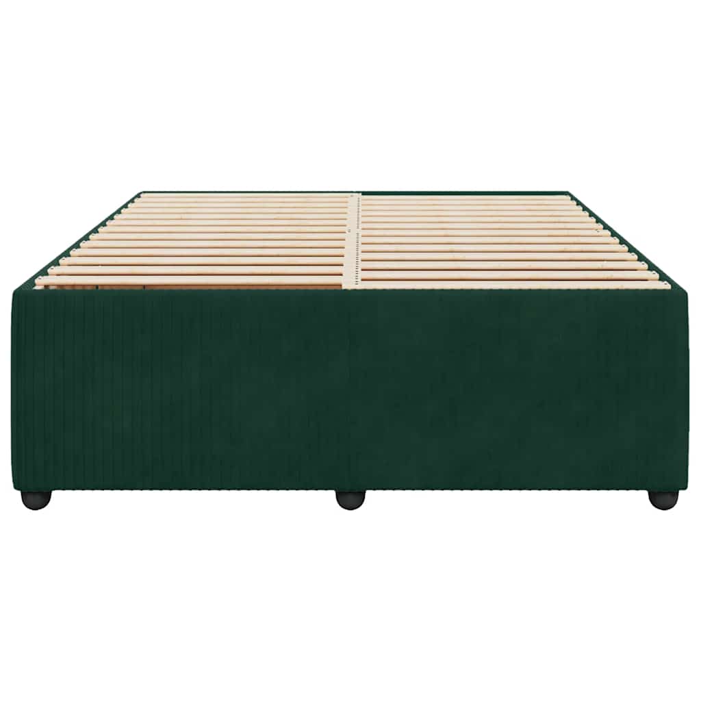 Estrutura de cama sem colchão 140x200 cm veludo verde-escuro