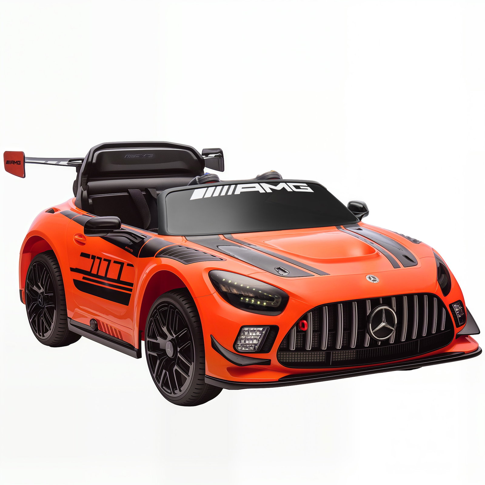 Carro elétrico para crianças mercedes-amg gt3 evo12v com controlo remoto 2,4g e motor duplo 115x66x44 cm laranja