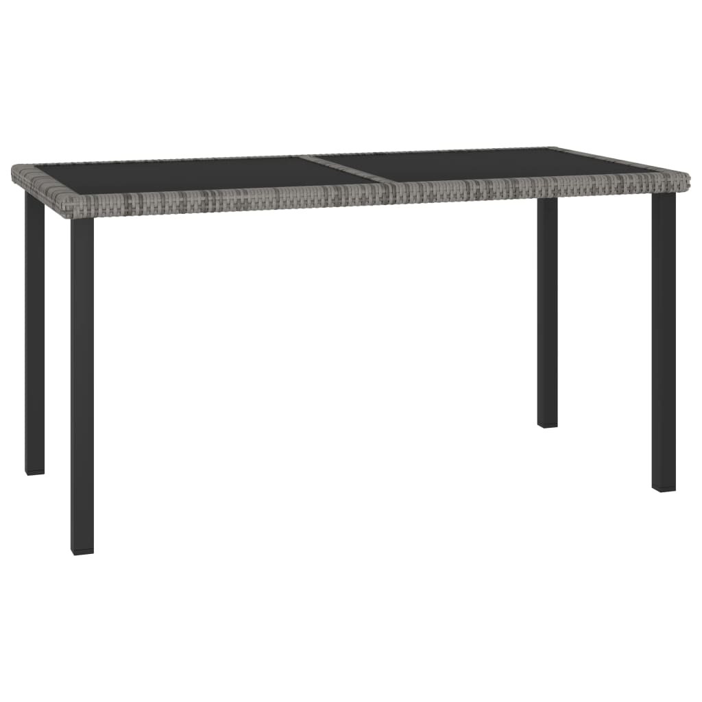 5 Pcs conjunto de jantar para jardim vime PE cinzento