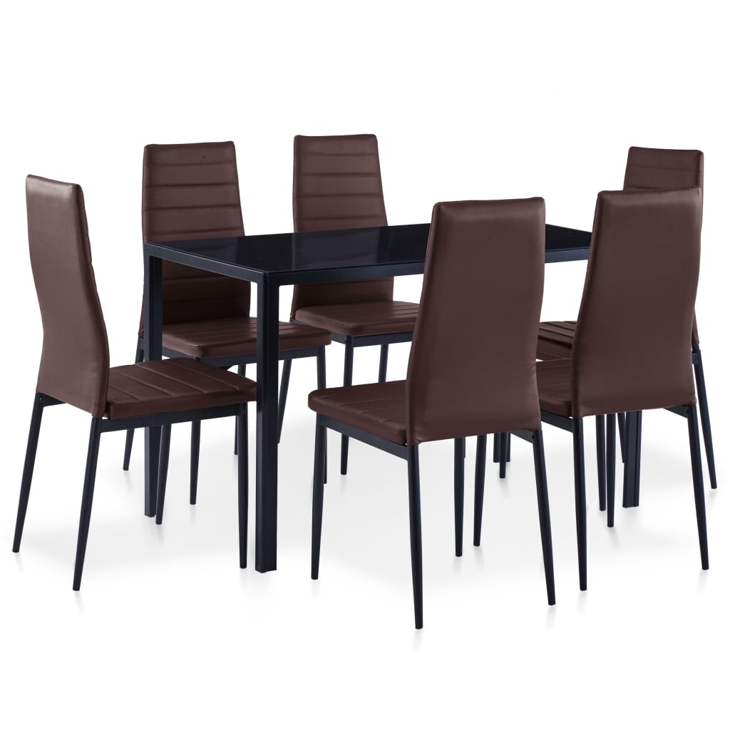 Conjunto de jantar 7 pcs castanho