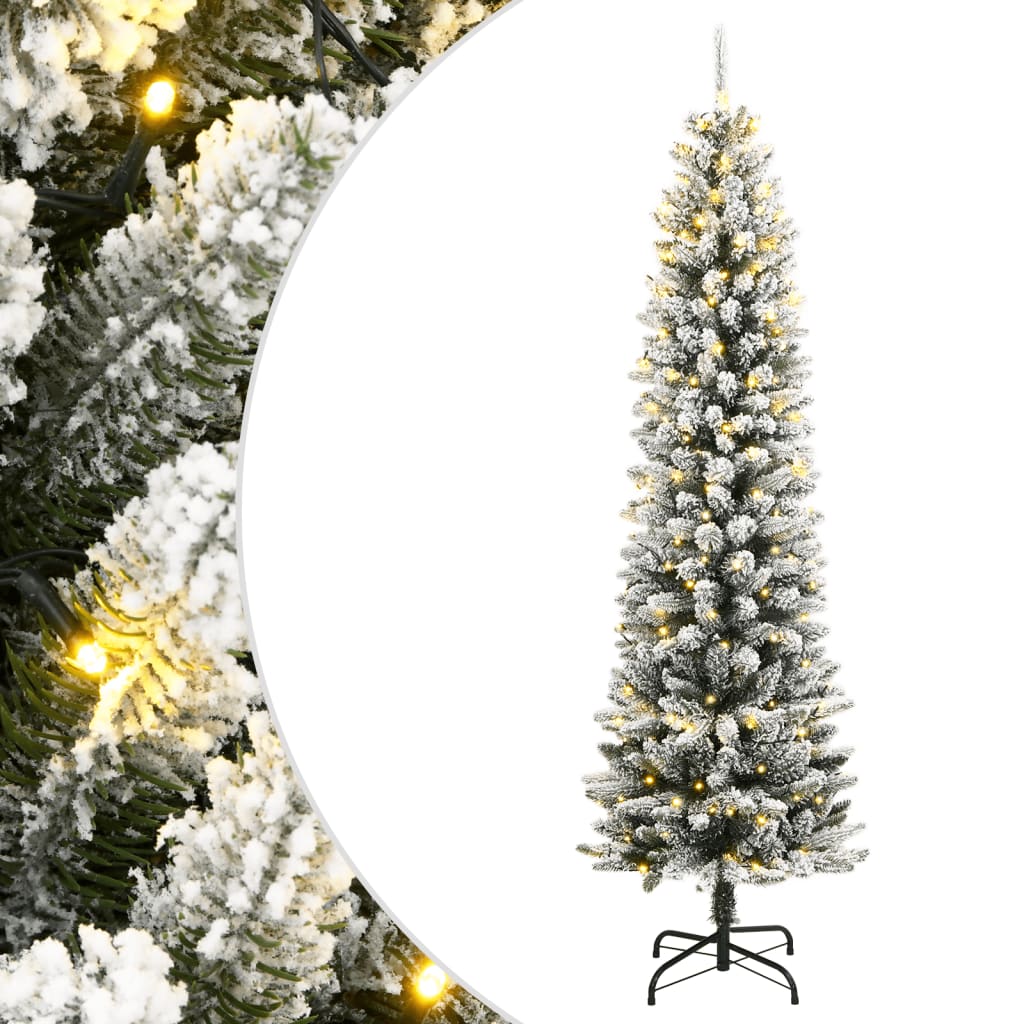 Árvore natal artificial c/ 300 luzes LED e flocos de neve 240cm