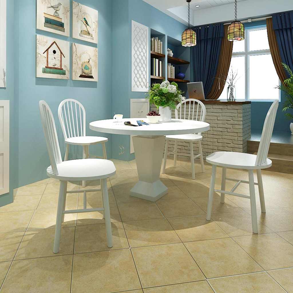 Cadeiras de jantar 4 pcs madeira de seringueira maciça branco