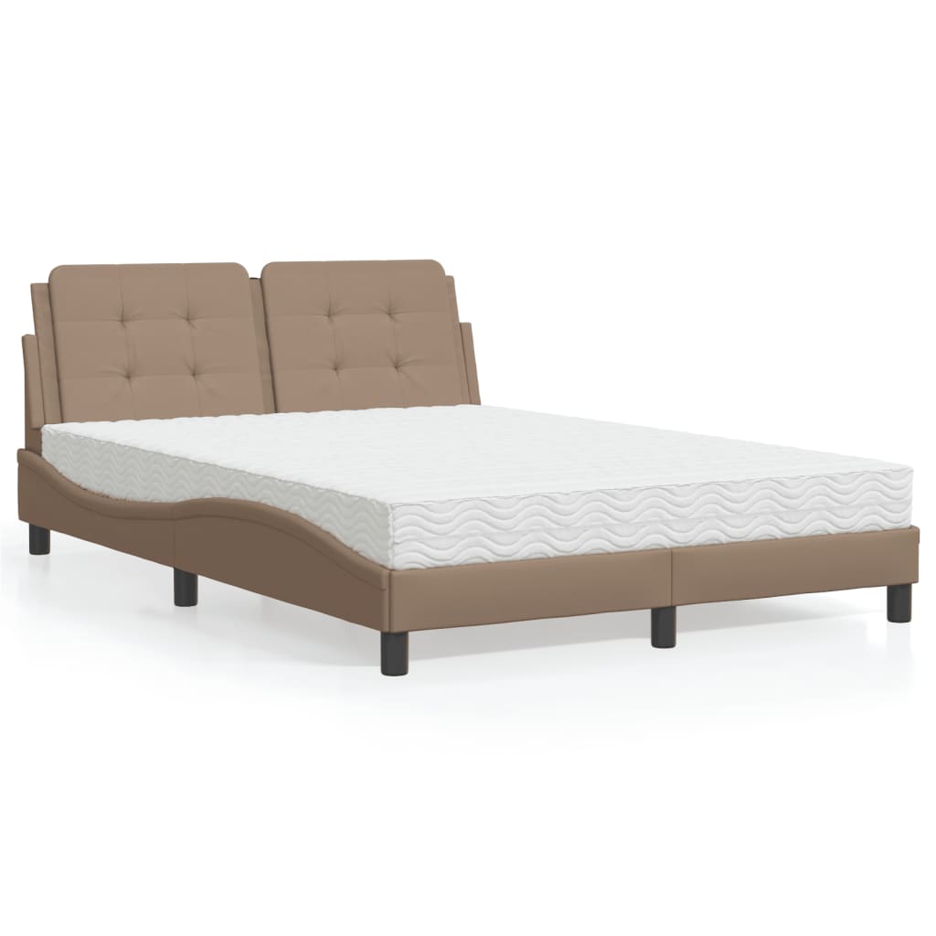 Cama com colchão zadar 140x200 cm couro artificial cappuccino