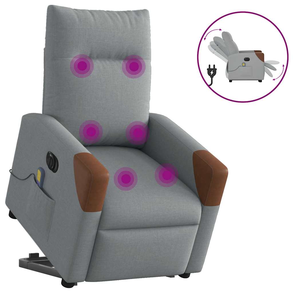 Poltrona elétrica reclinável massagens tecido cinzento-claro