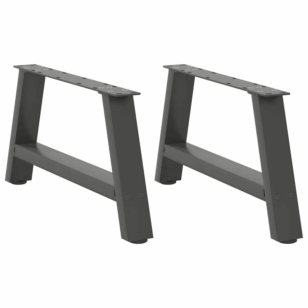 Pés para mesa de centro em formato a, 2 peças, antracite, 60x(30-31) cm, aço