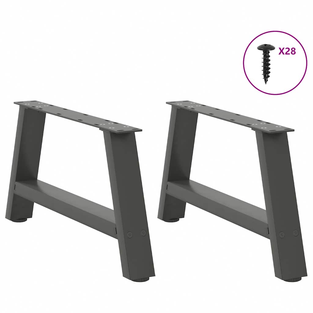 Pés para mesa de centro em formato a, 2 peças, antracite, 60x(30-31) cm, aço