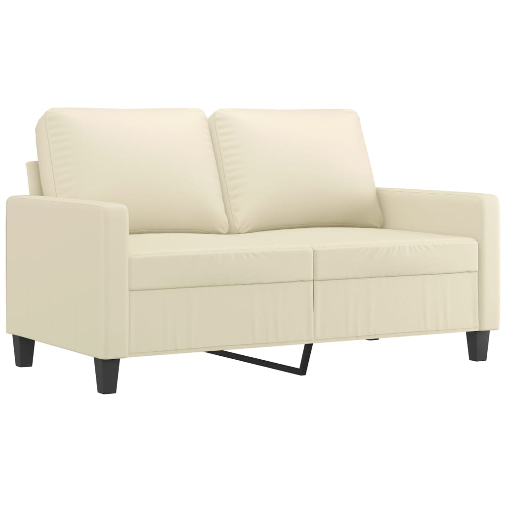 2 Pcs conjunto sofás c/ almofadões couro artificial cor creme