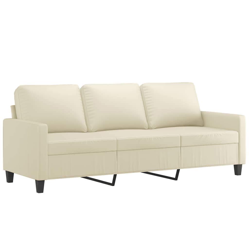 2 Pcs conjunto sofás c/ almofadões couro artificial cor creme