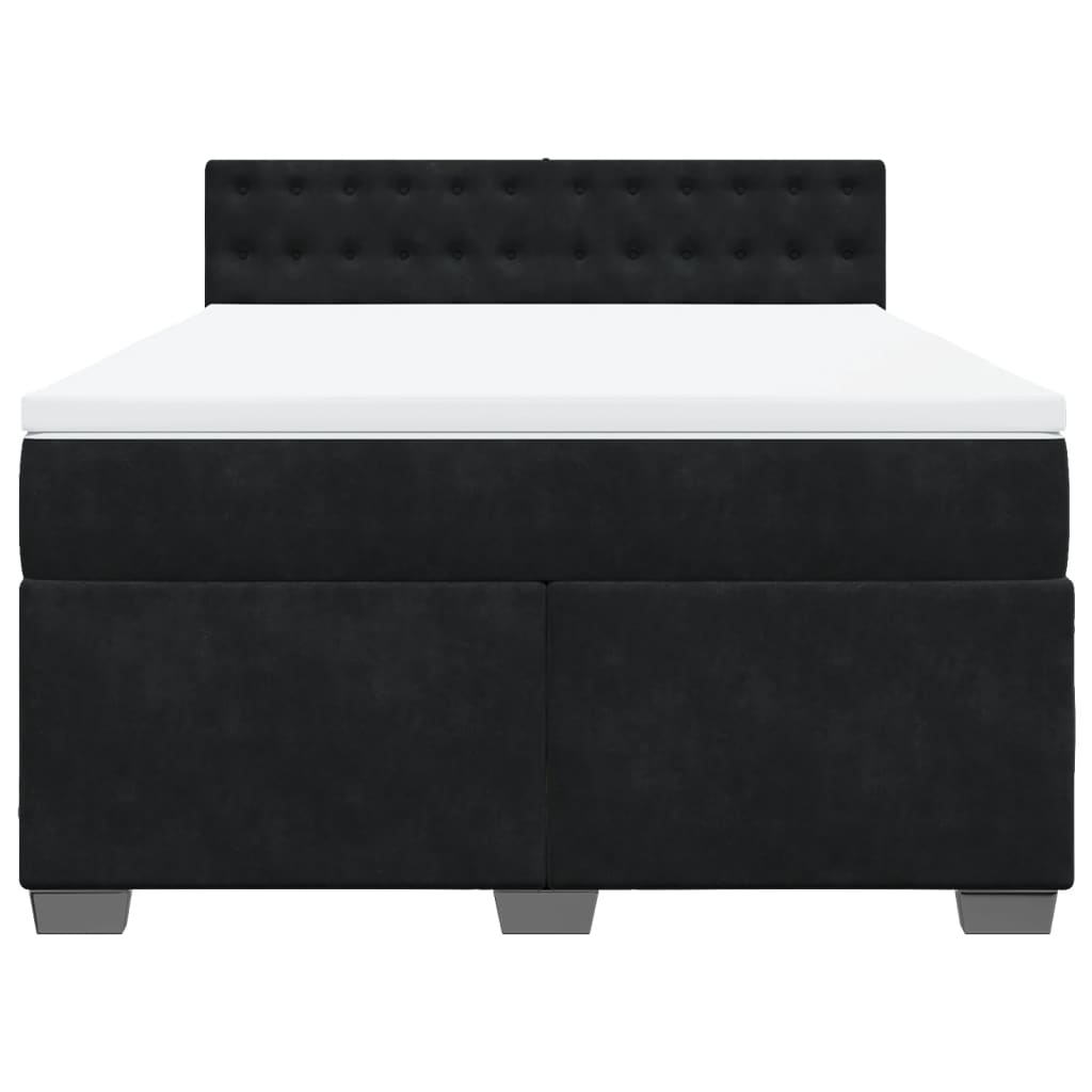 Cama com molas/colchão 140x200 cm veludo preto