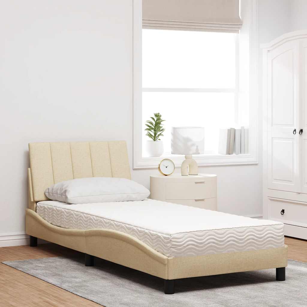 Cama com colchão hanko 90x200 cm tecido cor creme