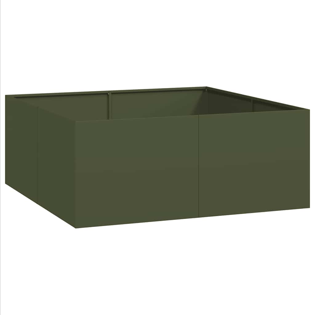 Vaso floreira 100x100x40 cm aço verde azeitona