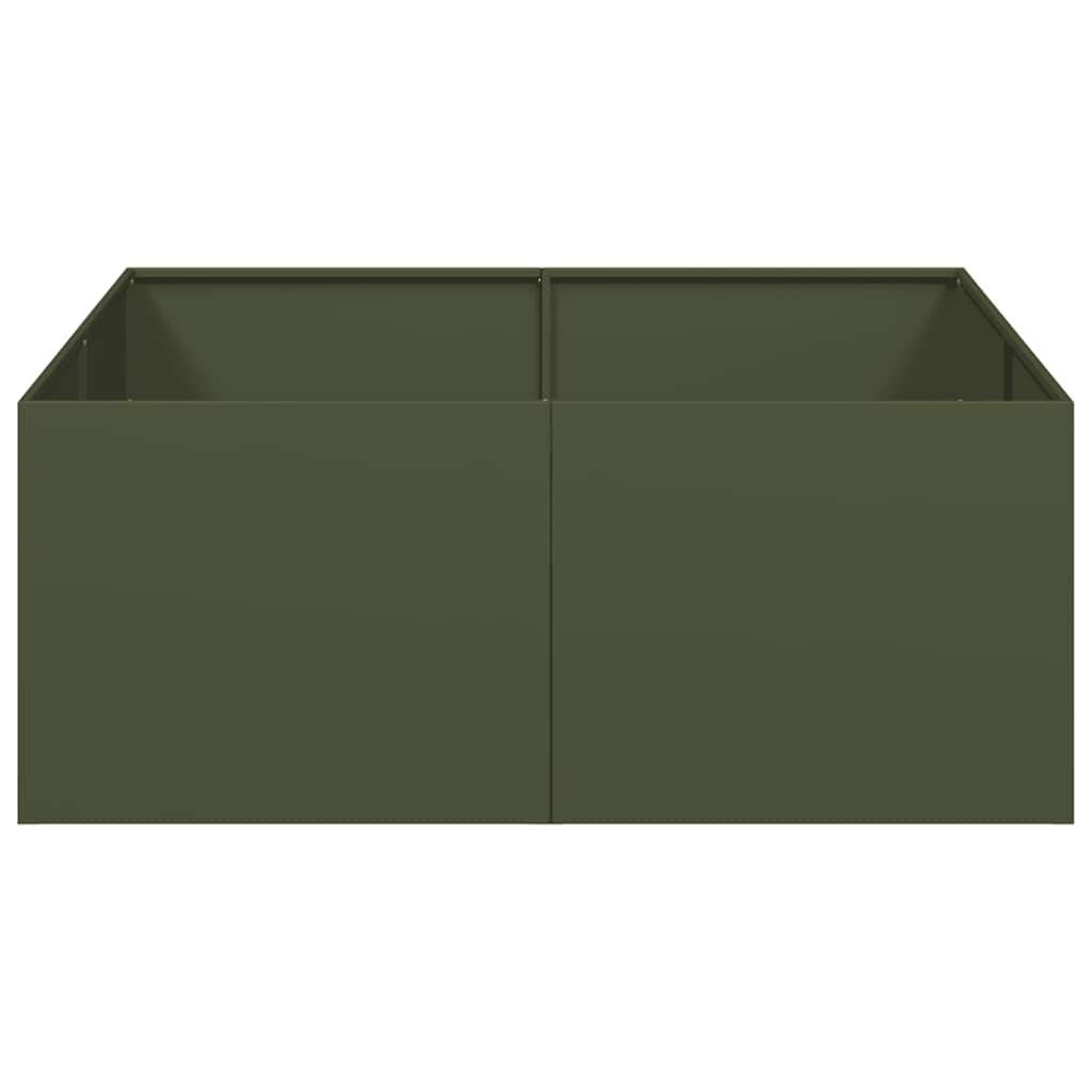 Vaso floreira 100x100x40 cm aço verde azeitona