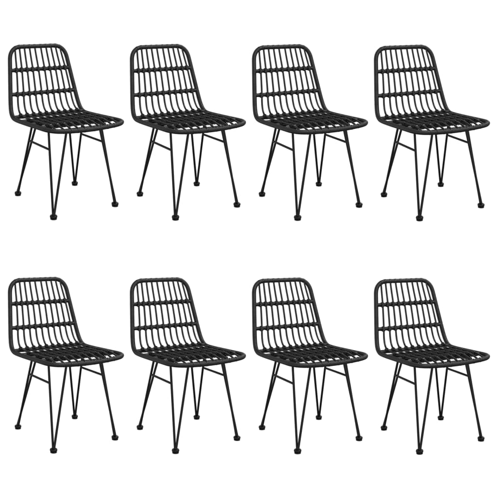 9 Pcs conjunto de jantar para jardim vime PE preto