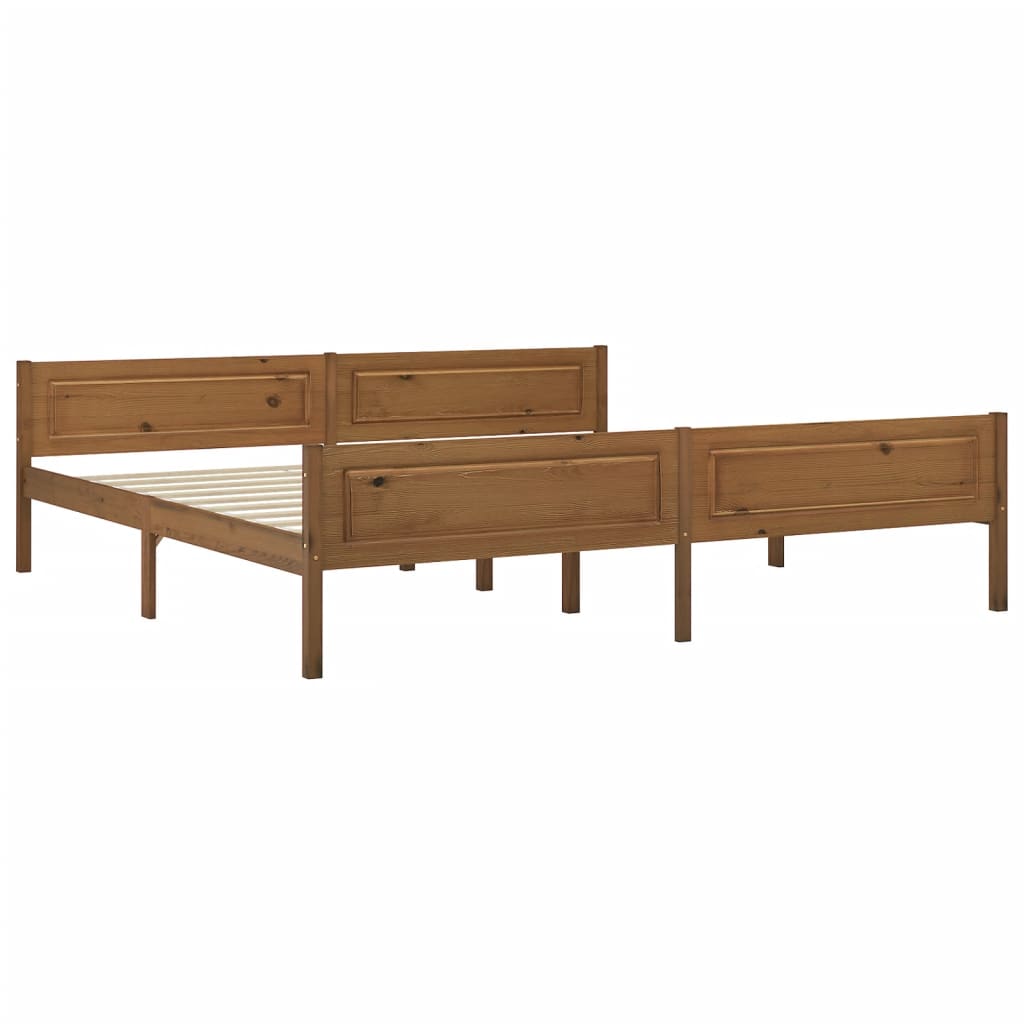 Estrutura de cama 200x200 cm pinho maciço castanho mel