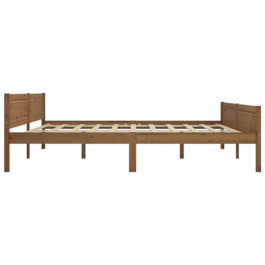 Estrutura de cama 200x200 cm pinho maciço castanho mel
