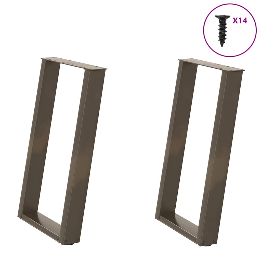 Pés para mesa de jantar em formato de u, 2 peças, aço natural, 60x(72-73) cm, aço
