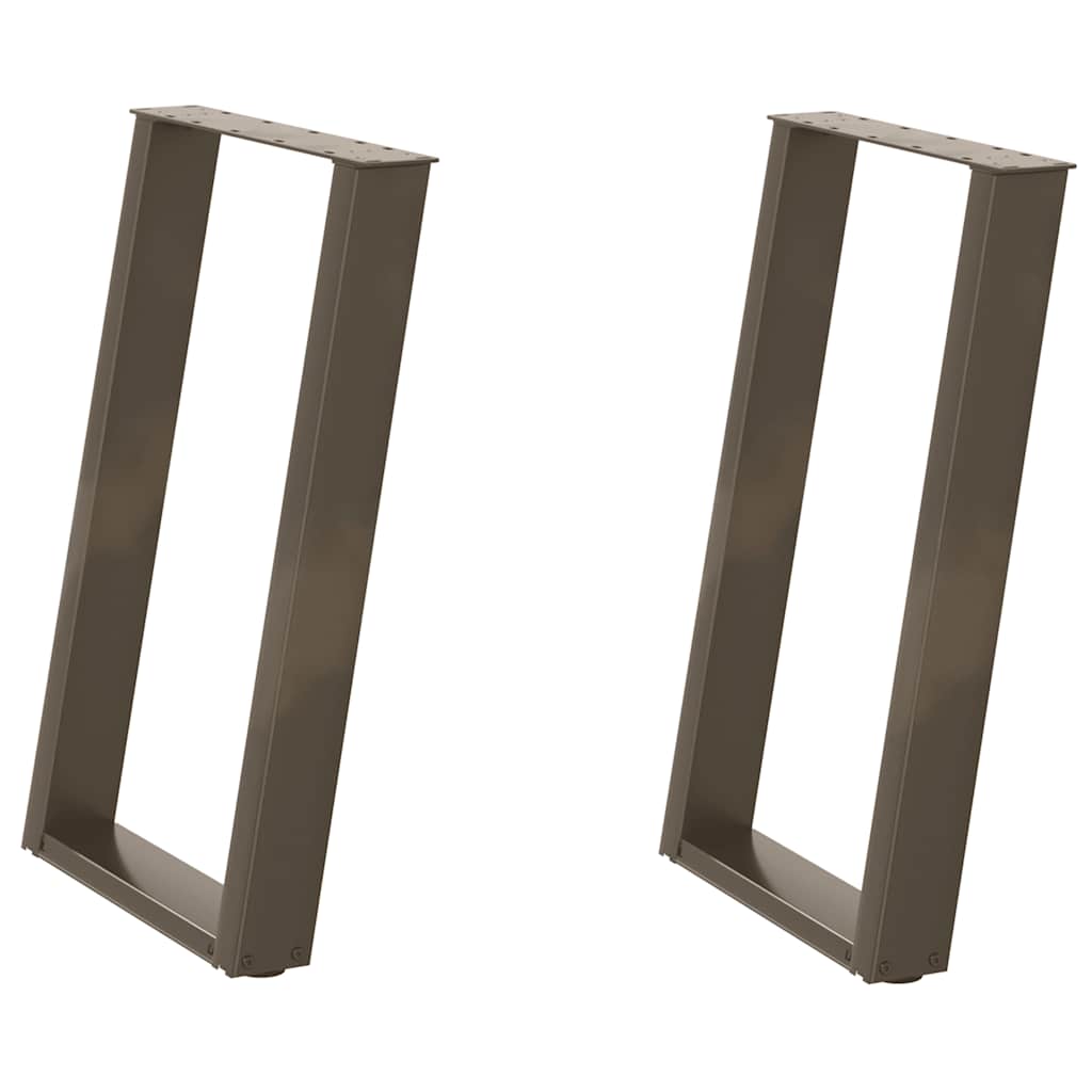 Pés para mesa de jantar em formato de u, 2 peças, aço natural, 60x(72-73) cm, aço