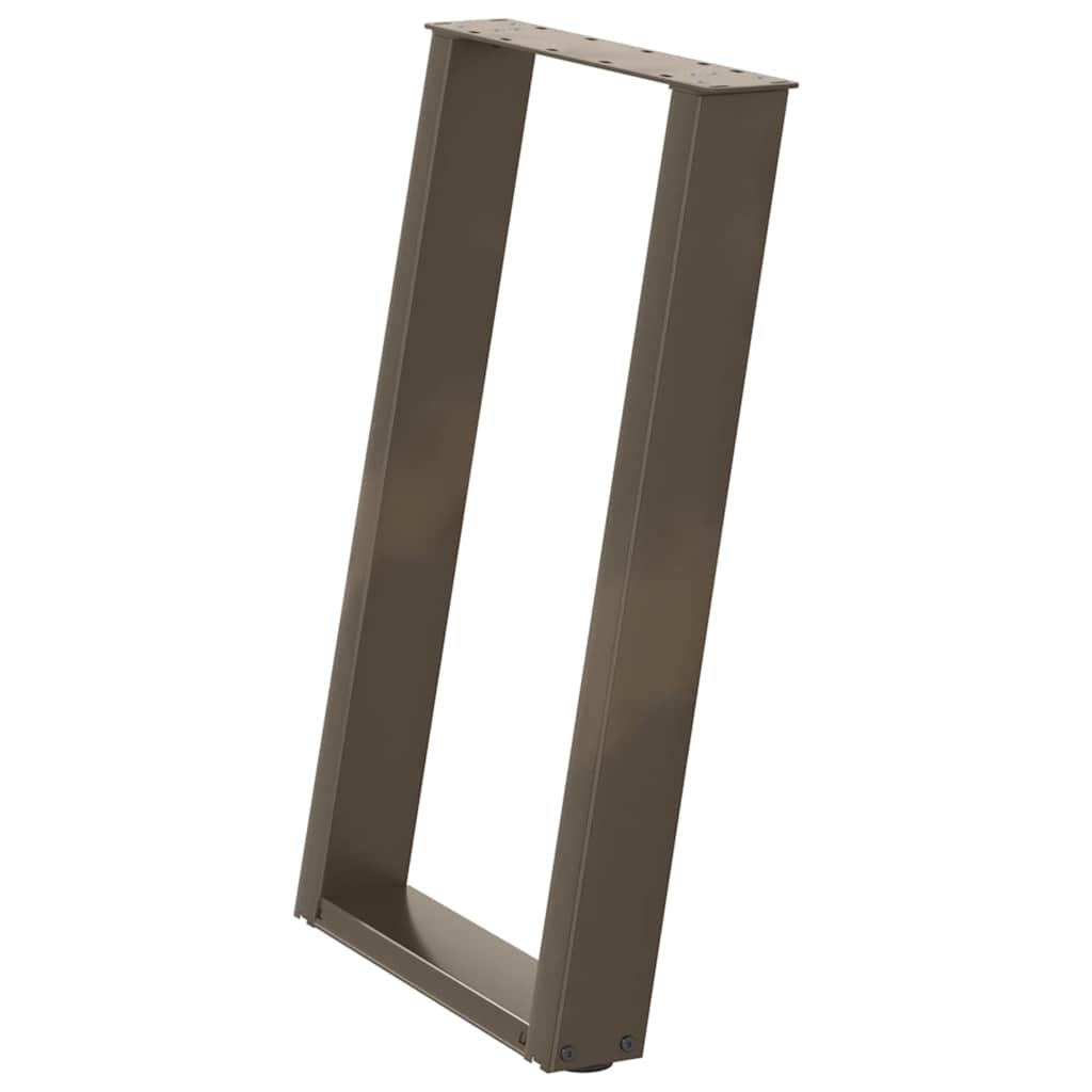 Pés para mesa de jantar em formato de u, 2 peças, aço natural, 60x(72-73) cm, aço