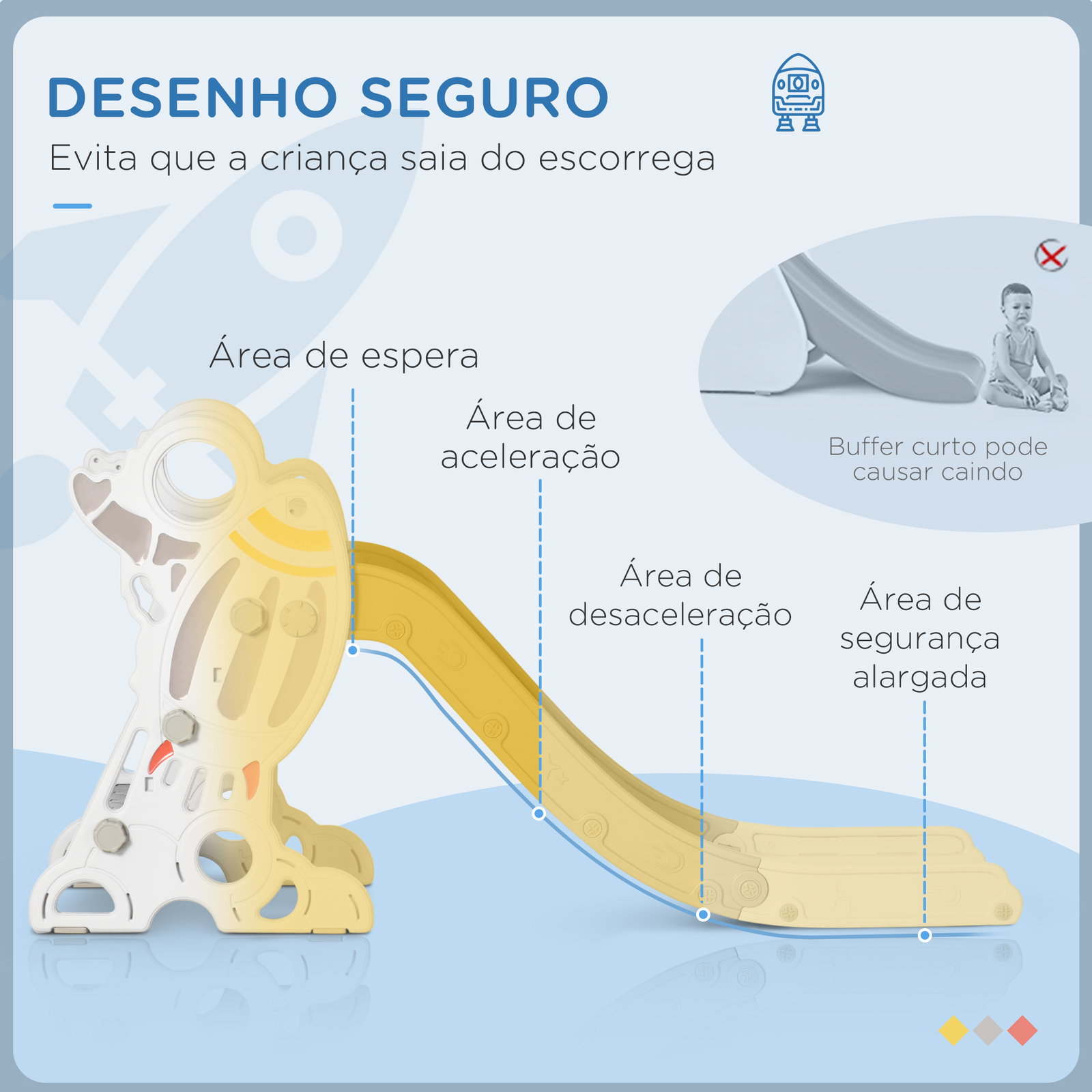 Escorregador para crianças de 18-36 meses com 3 degraus antiderrapantes 157x46,5x80 cm cinza