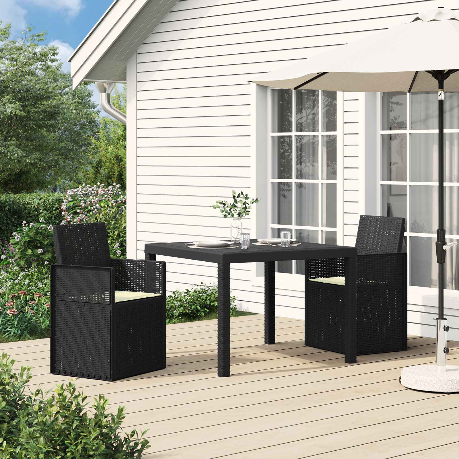 Cadeiras de jantar para jardim 2 unid. antracite e creme PP