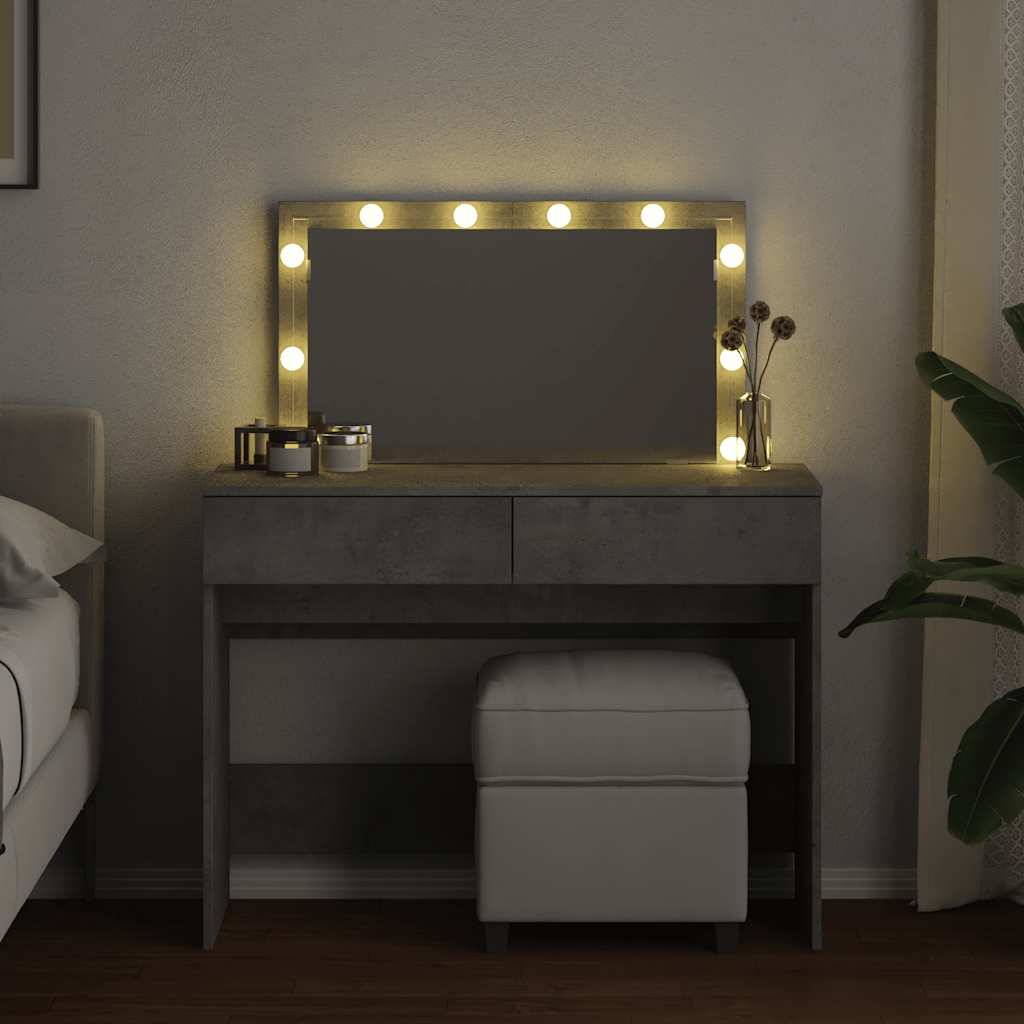 Toucador com leds 100x40x120 cm cinzento cimento