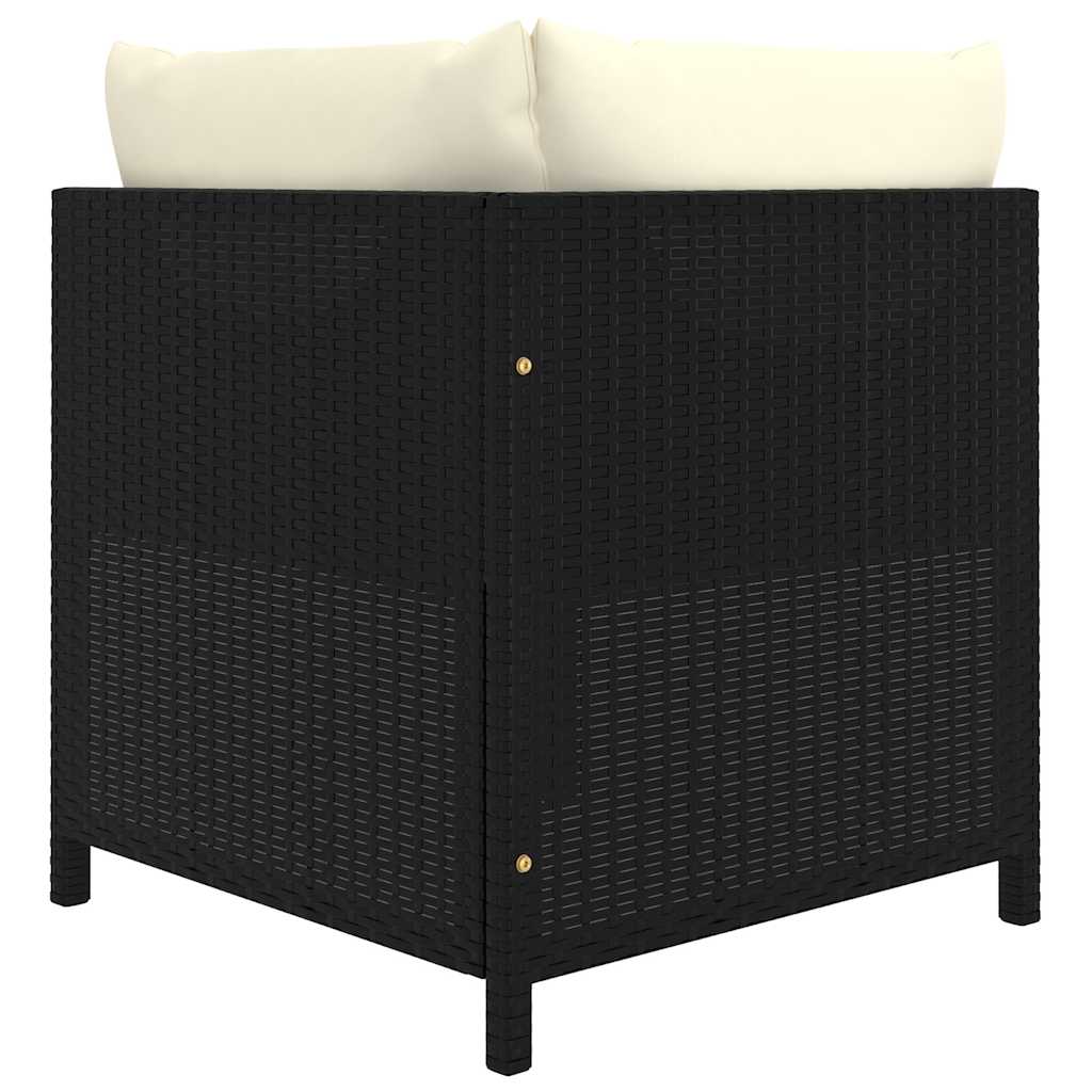 7 Pcs conjunto lounge de jardim c/ almofadões vime PE preto