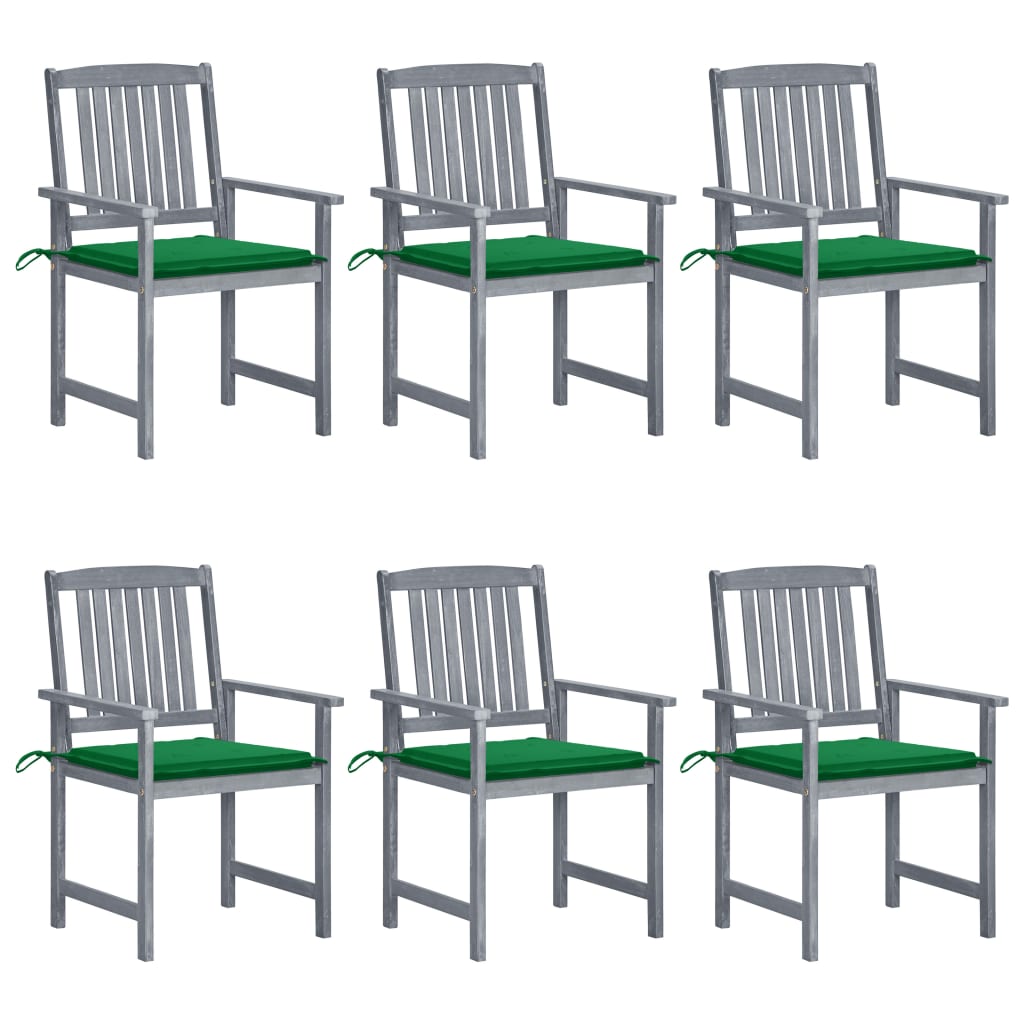 Cadeiras de jardim c/ almofadões 6 pcs acácia maciça cinzento