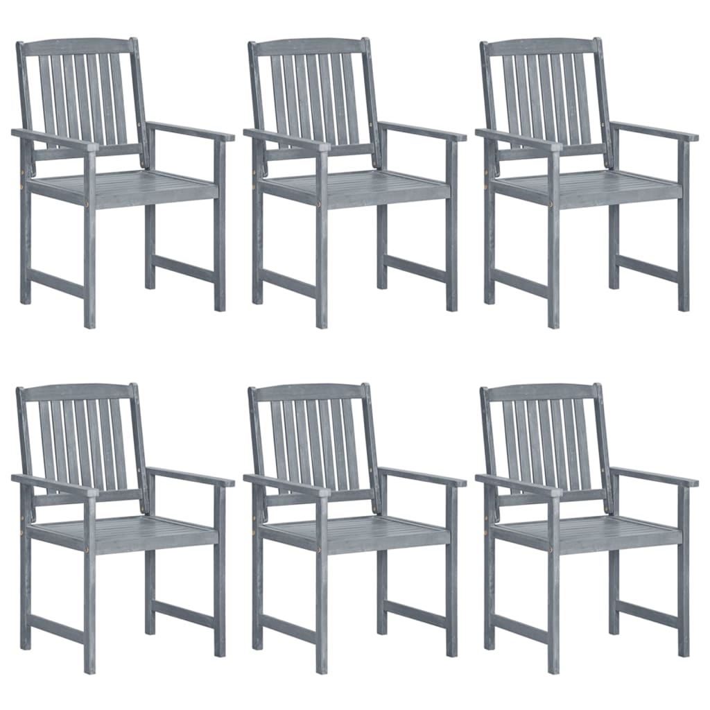 Cadeiras de jardim c/ almofadões 6 pcs acácia maciça cinzento
