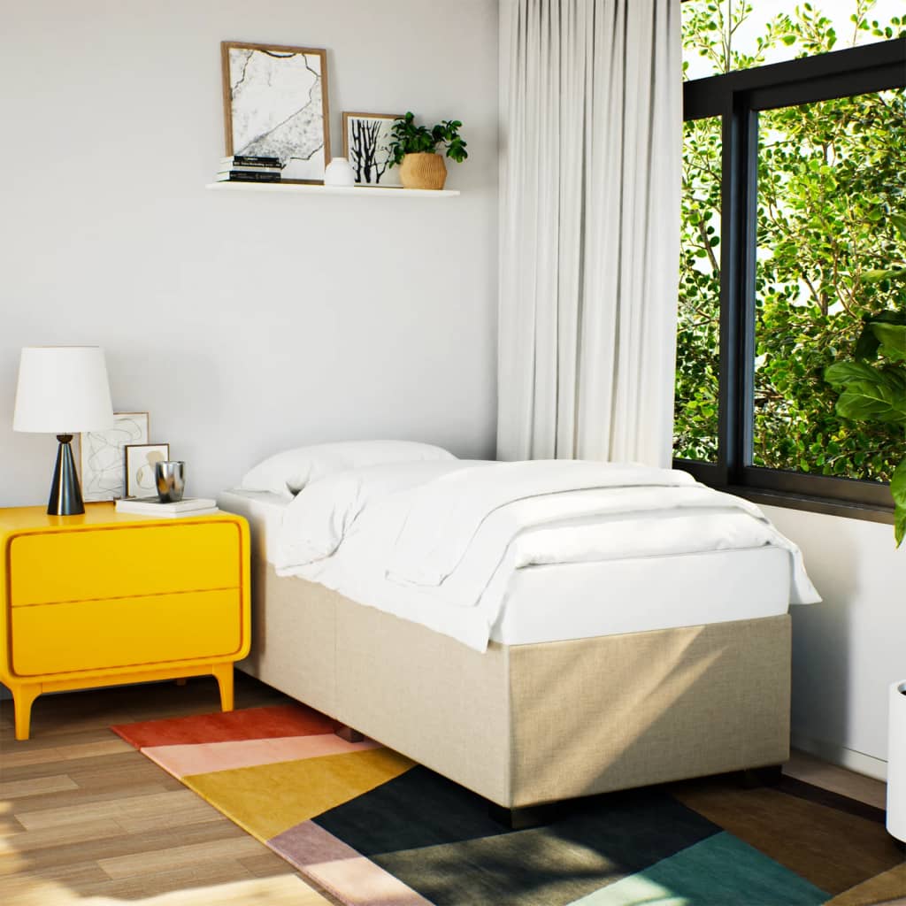 Estrutura de cama sem colchão 90x200 cm tecido creme