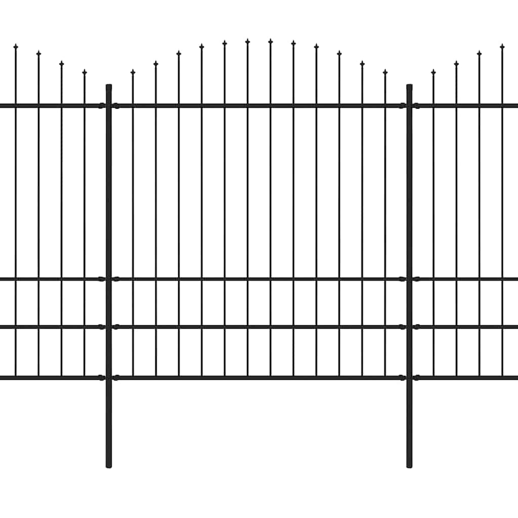 Cerca de jardim com topo em forma de lança em aço 1673x200 cm, preta