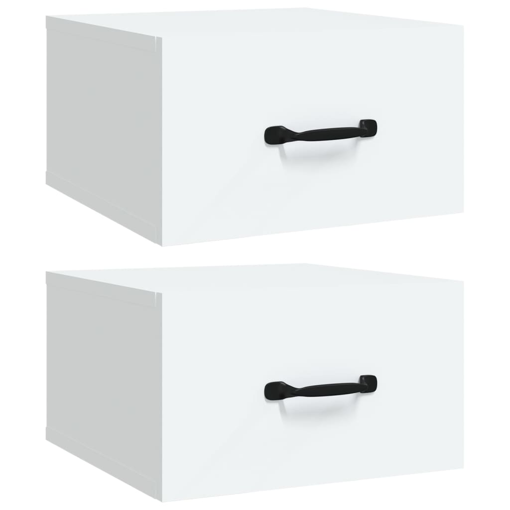 Mesas de cabeceira montagem na parede 2 pcs 35x35x20 cm branco
