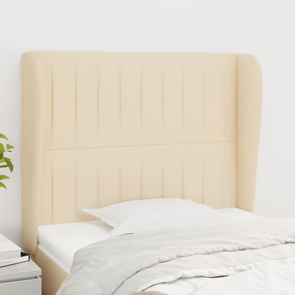 Cabeceira de cama c/ abas tecido 93x23x118/128 cm creme