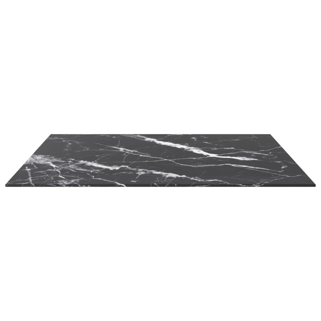 Tampo mesa 80x80 cm 6 mm vidro temperado design mármore preto