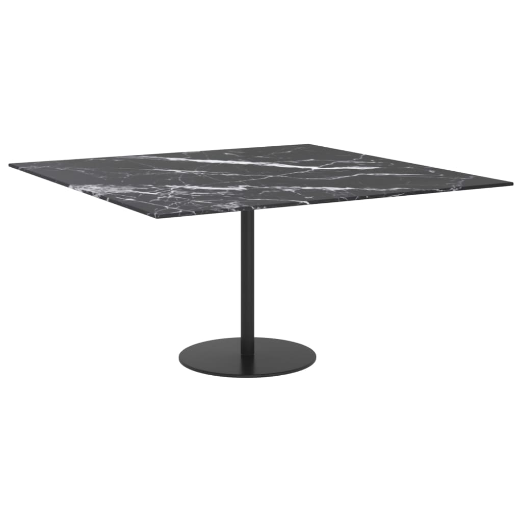 Tampo mesa 80x80 cm 6 mm vidro temperado design mármore preto