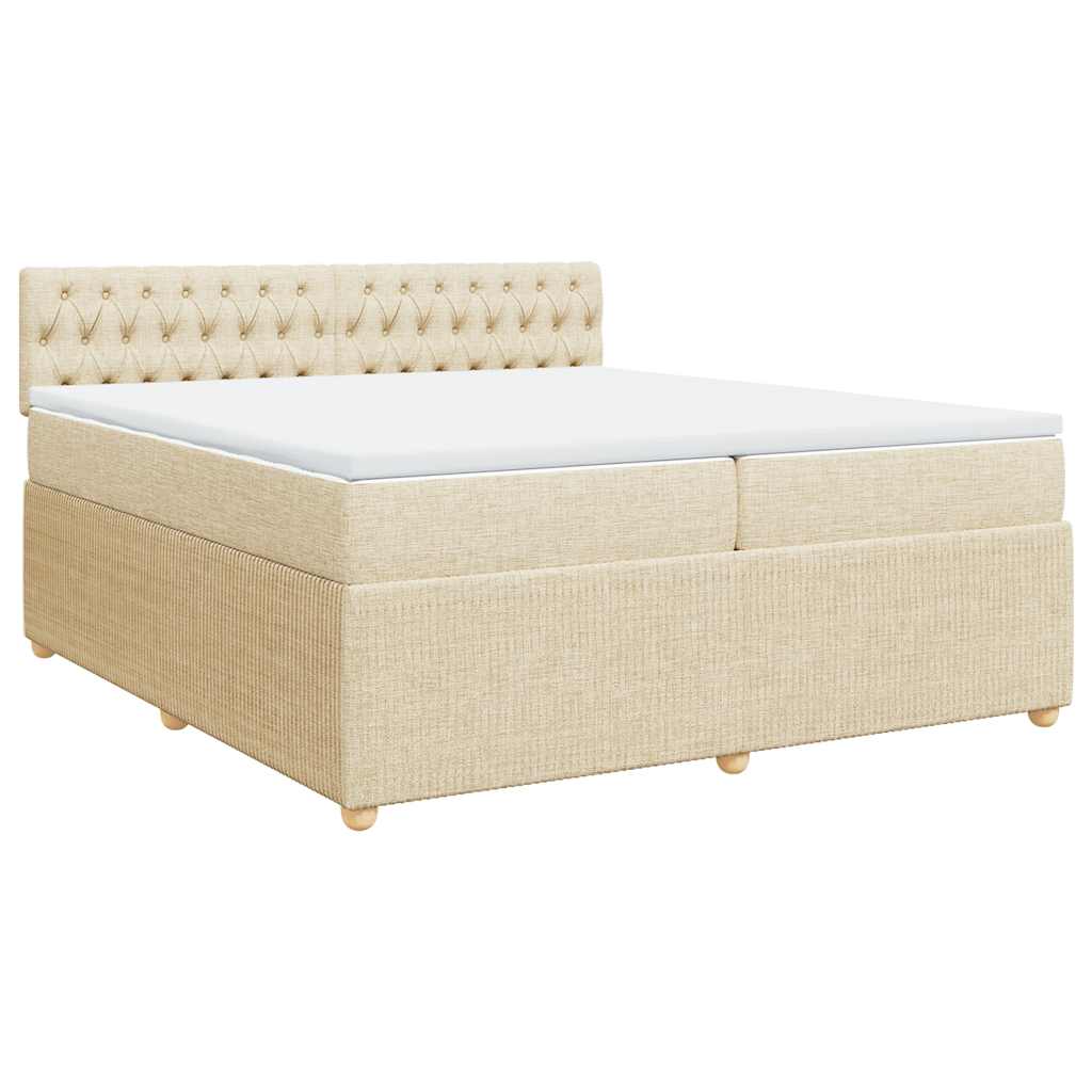 Cama com molas/colchão 200x200 cm tecido cor creme