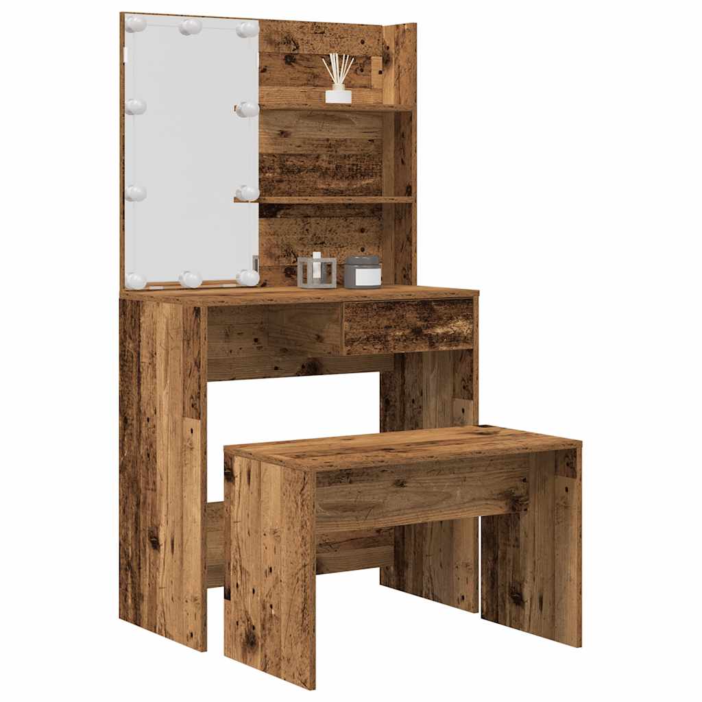 Conjunto toucador com luzes LED derivados madeira madeira velha