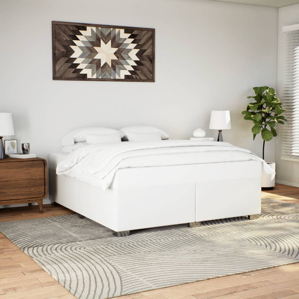 Estrutura de cama 180x200cm couro artificial branco