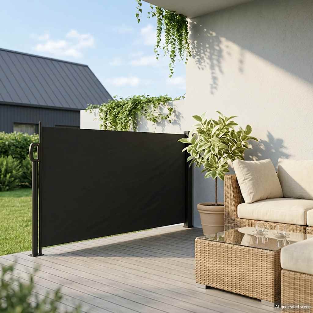 Toldo lateral retrátil 100x500 cm preto