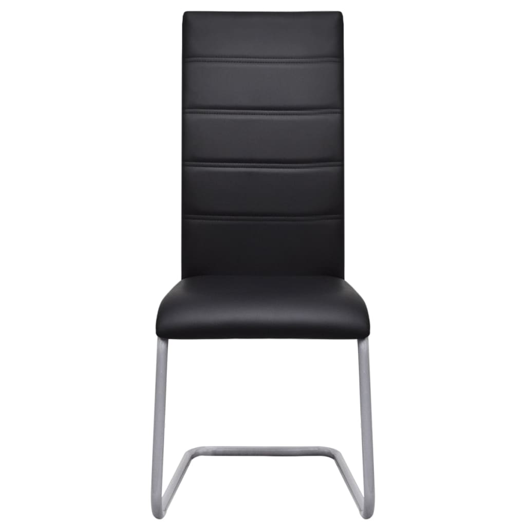 Cadeiras de jantar cantilever 4 pcs couro artificial preto