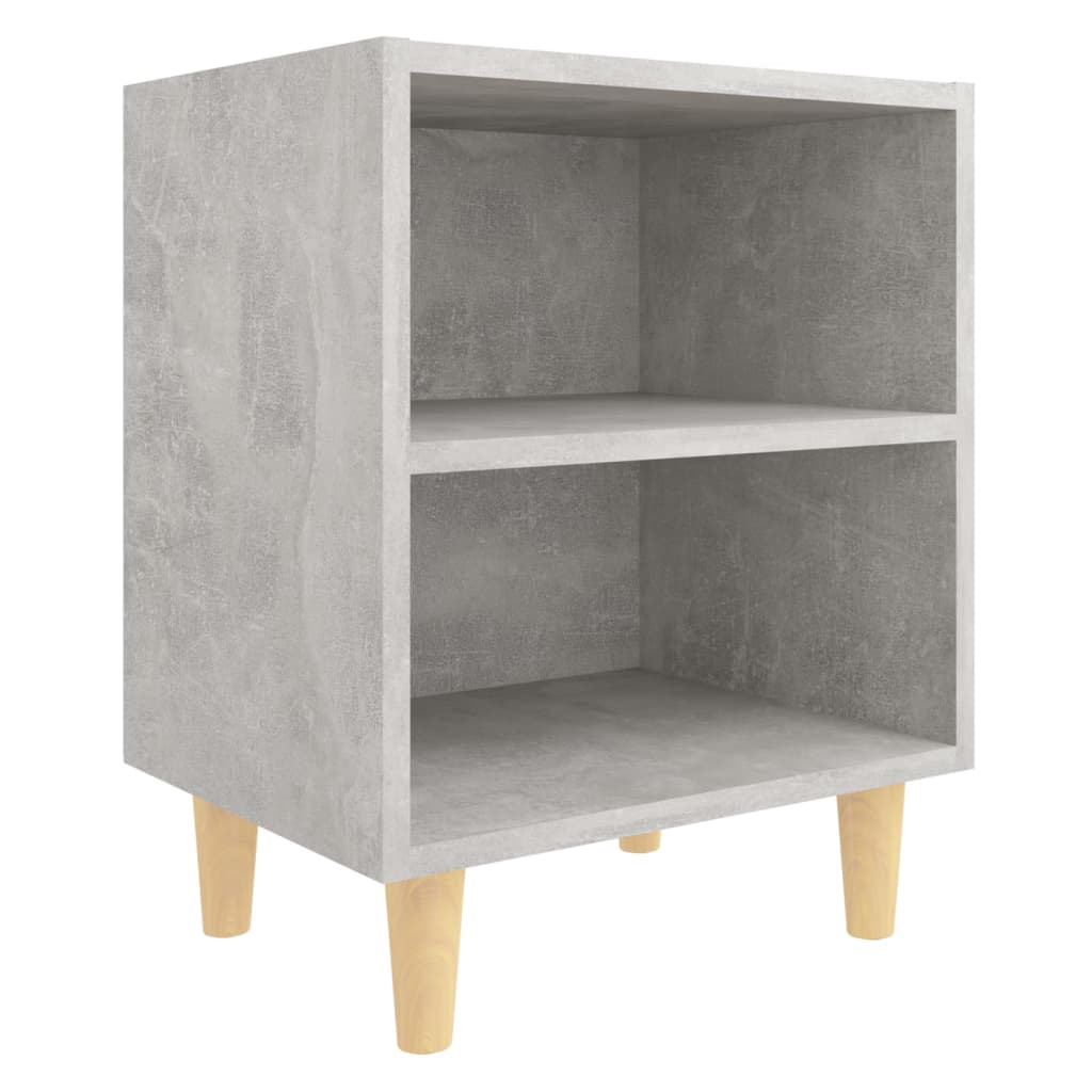 Mesa cabeceira pernas madeira maciça 40x30x50cm cinzento cimen.