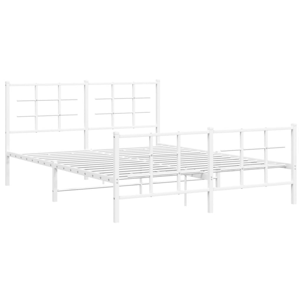 Estrutura de cama com cabeceira e pés 150x200 cm metal branco