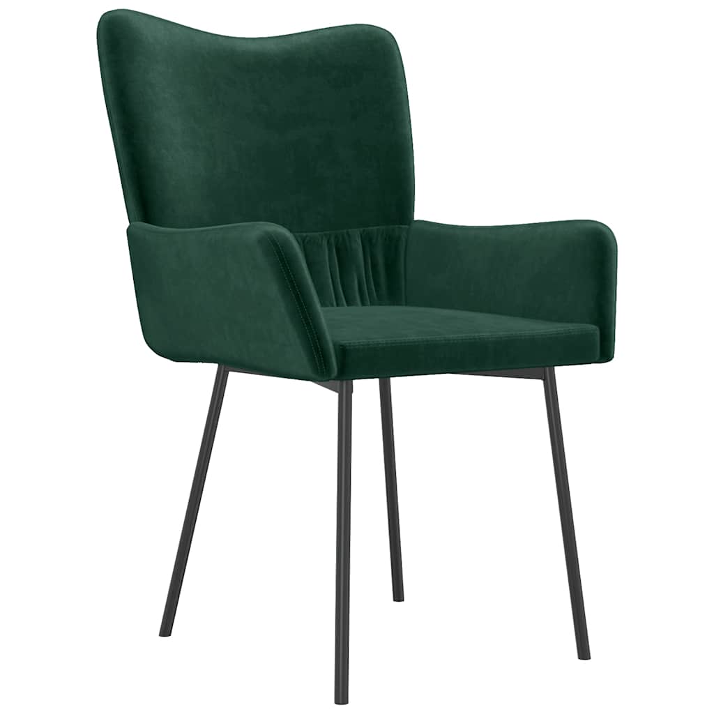 Cadeiras de jantar 2 pcs veludo verde-escuro