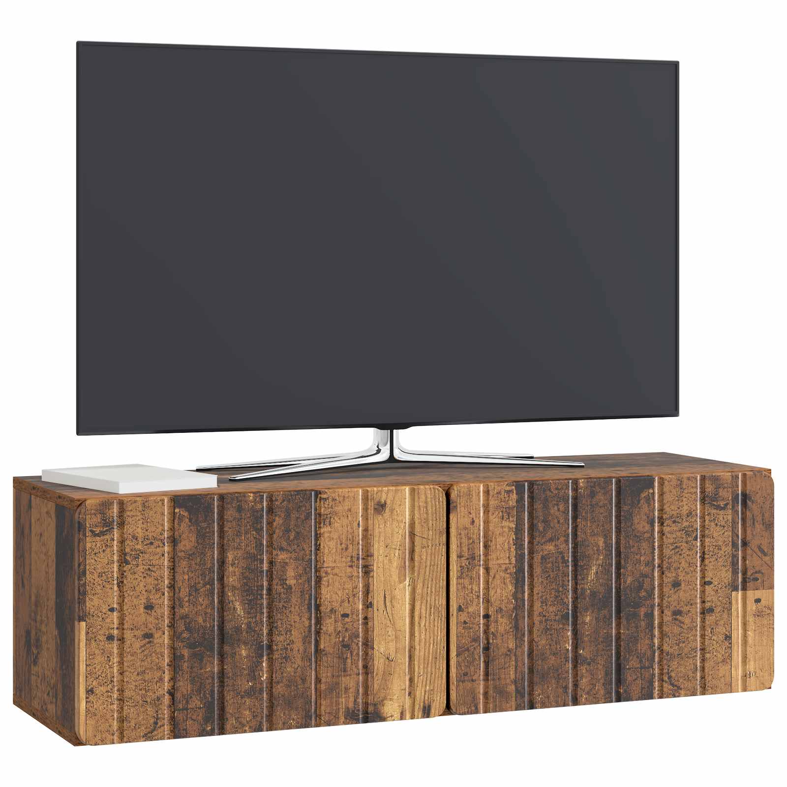 Gabinete de TV de parede 98 x 31 x 30 cm madeira antiga